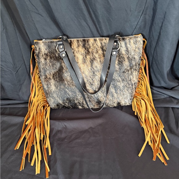jill homestead Handbags - Jill Homestead Fringe Leather Tote Bag - Black, Brown, and Mustard.